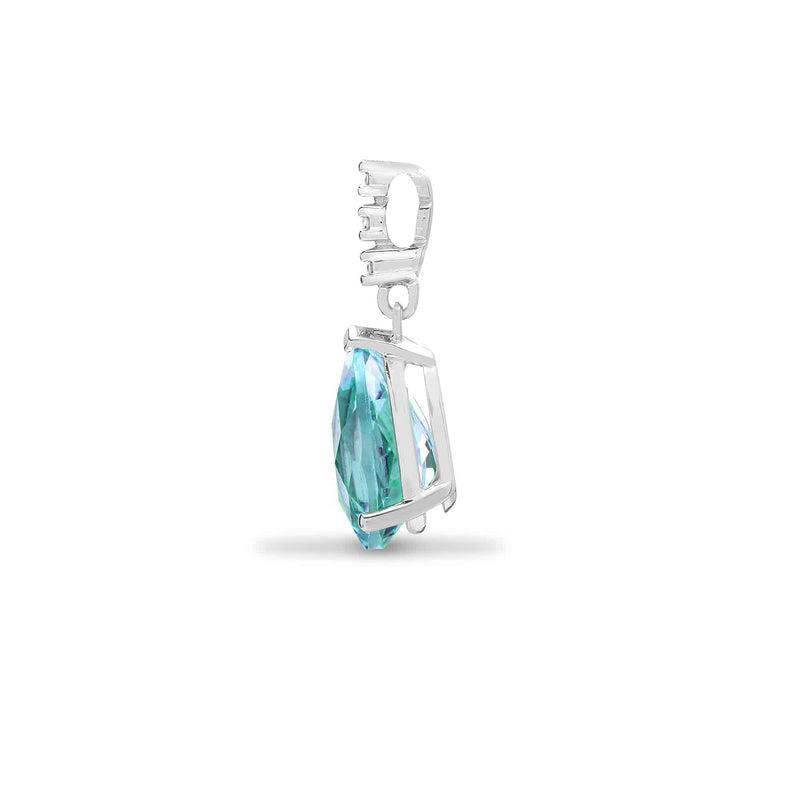 18ct White Gold Diamond And Blue Topaz Pendant - HEERA DIAMONDS