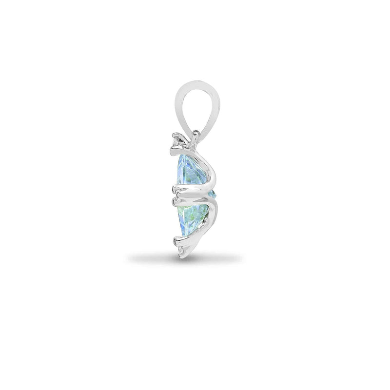 18ct White Gold Diamond And Blue Topaz Pendant - HEERA DIAMONDS