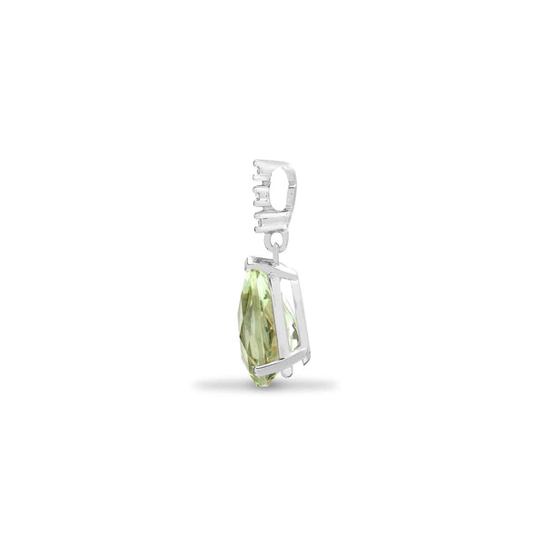18ct White Gold Diamond And Green Amethyst Pendant - HEERA DIAMONDS