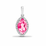 18ct White Gold Diamond And Pink Topaz Pendant - HEERA DIAMONDS