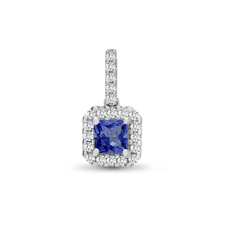 18ct White Gold Diamond And Sapphire Pendant - HEERA DIAMONDS