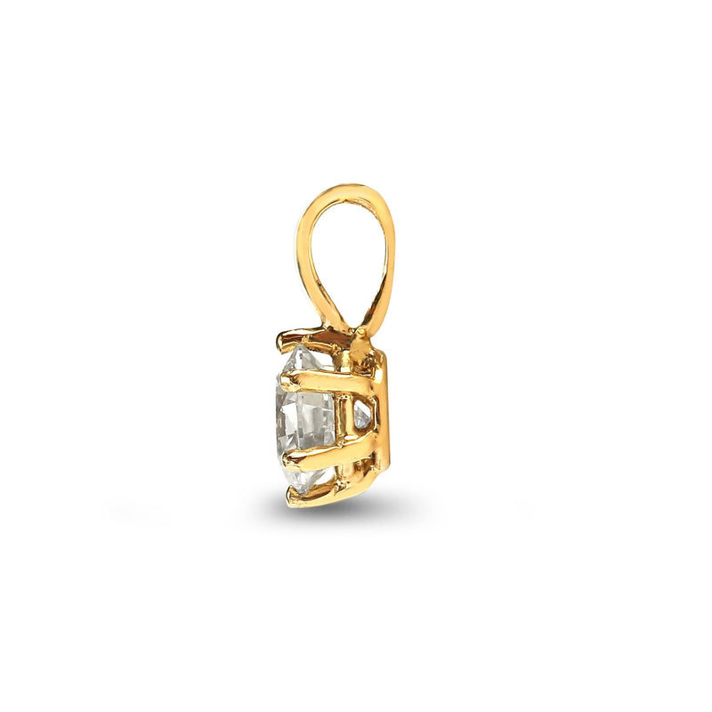 18ct Yellow Gold 35pt 6 Claw Diamond Solitaire Pendant - HEERA DIAMONDS