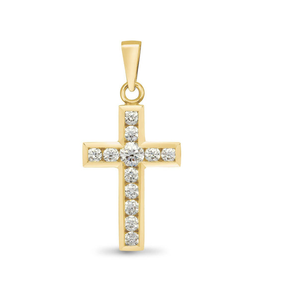 18ct Yellow Gold Diamond Cross - HEERA DIAMONDS