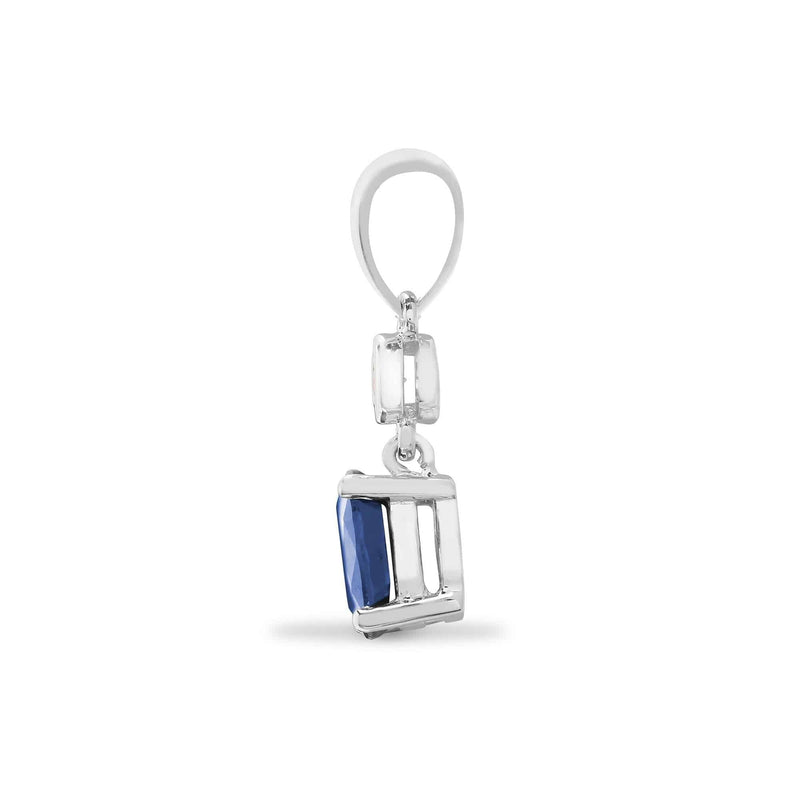 9ct White Diamonds - 4pts Sapphire - 65pts Drop Pendant - HEERA DIAMONDS