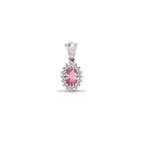 9ct White Gold Diamond And Pink Sapphire Pendant - HEERA DIAMONDS