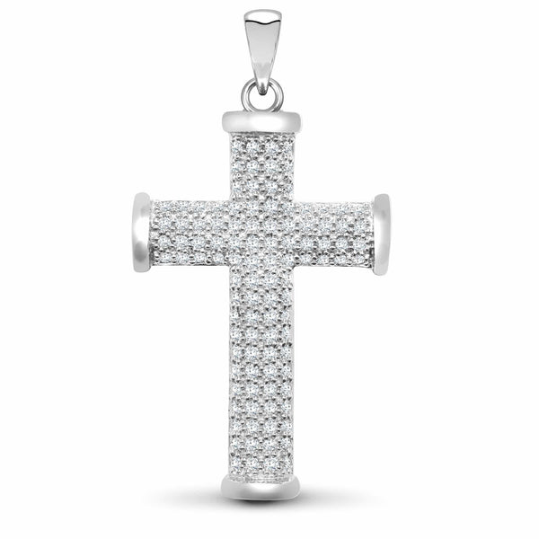 9ct White Gold Diamond Cross - HEERA DIAMONDS