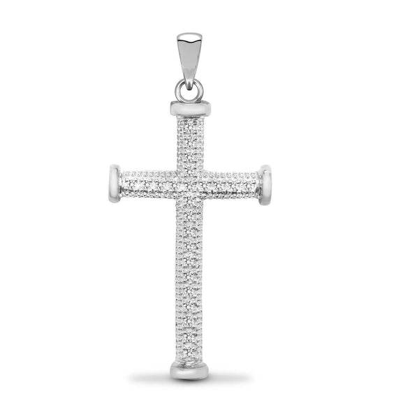 9ct White Gold Diamond Cross - HEERA DIAMONDS