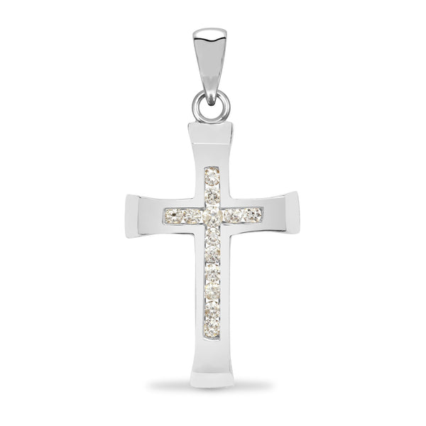 9ct White Gold Diamond Cross - HEERA DIAMONDS