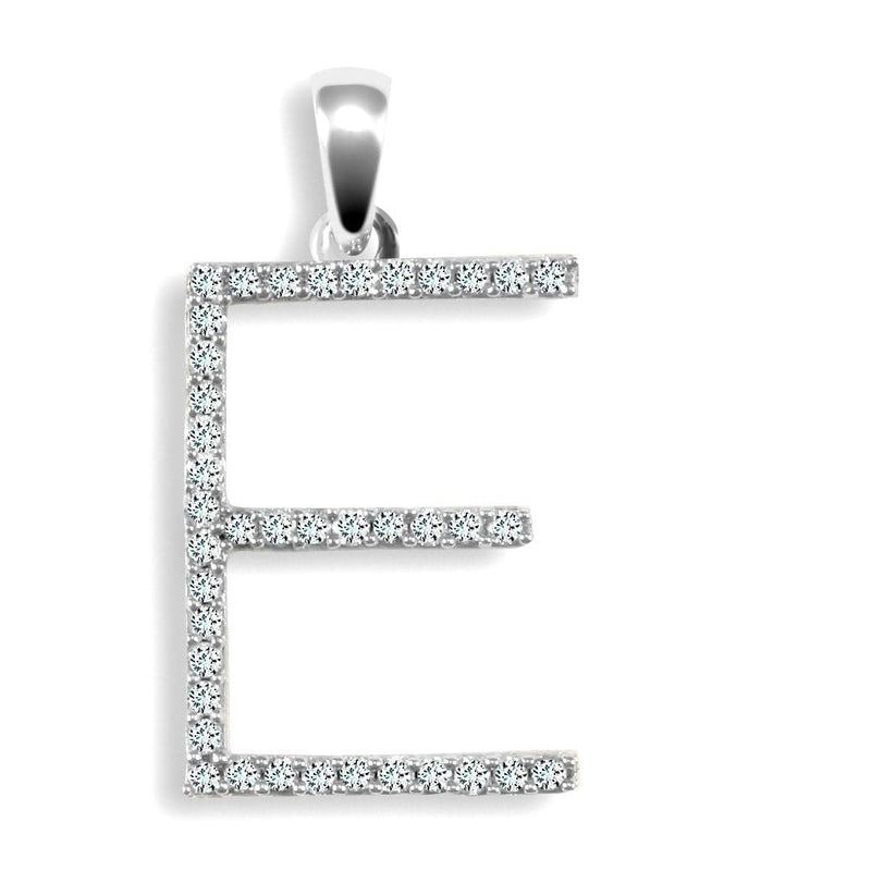 9ct White Gold Diamond Set Initial Pendant - E - HEERA DIAMONDS