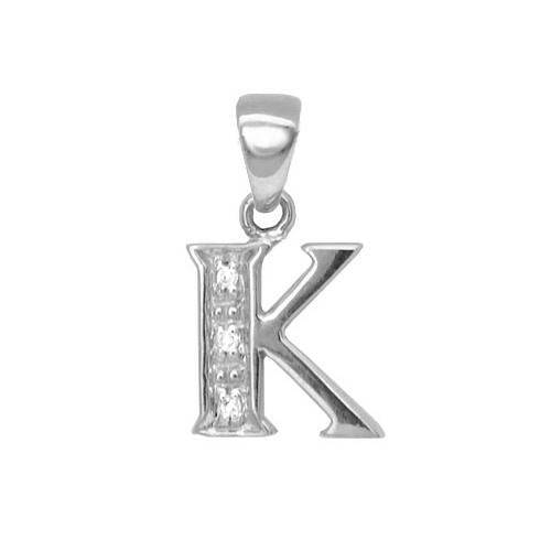 9ct White Gold Diamond Set Initial Pendant -Initial K - HEERA DIAMONDS