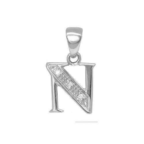 9ct White Gold Diamond Set Initial Pendant -Initial N - HEERA DIAMONDS