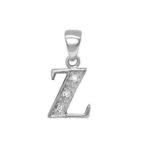 9ct White Gold Diamond Set Initial Pendant -Initial Z - HEERA DIAMONDS