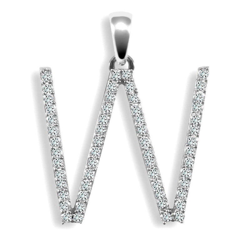 9ct White Gold Diamond Set Initial Pendant - W - HEERA DIAMONDS