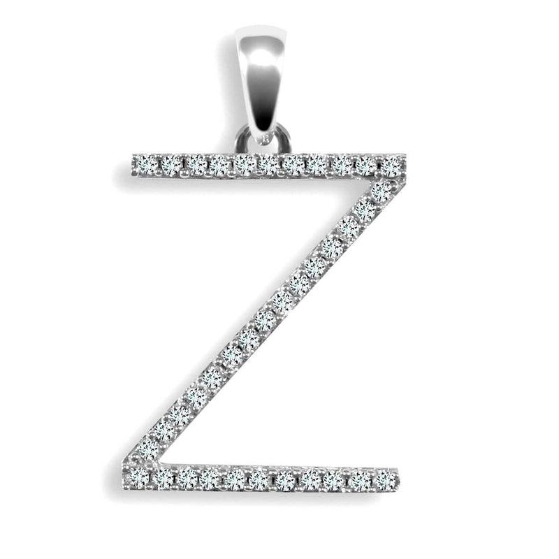 9ct White Gold Diamond Set Initial Pendant - Z - HEERA DIAMONDS