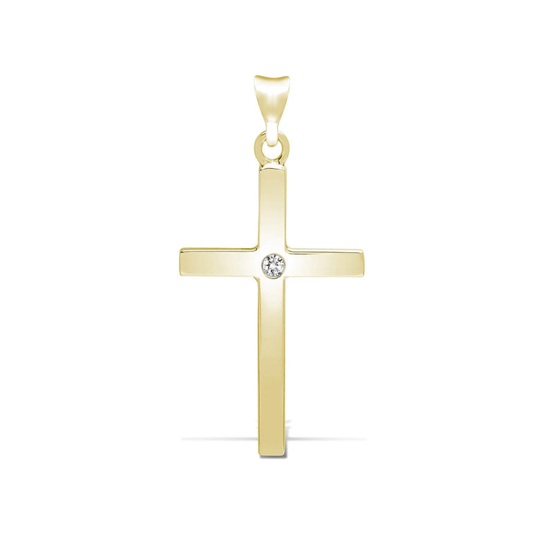 9ct Yellow 0.05ct Invisible Set Diamond Cross - HEERA DIAMONDS