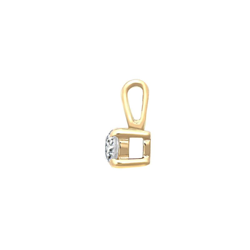 9ct Yellow 0.10ct 4 Claw Diamond Solitaire Pendant - HEERA DIAMONDS