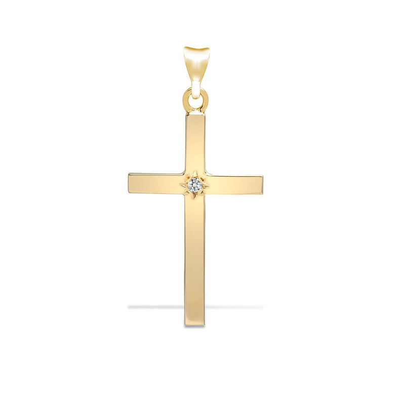 9ct Yellow Gold Diamond Cross - HEERA DIAMONDS