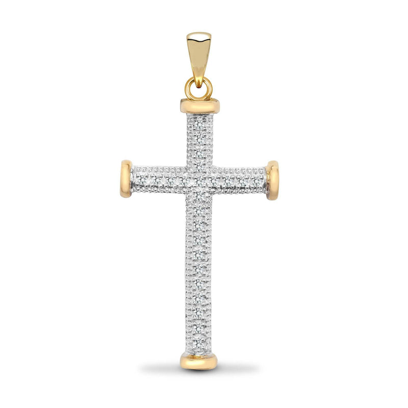 9ct Yellow Gold Diamond Cross - HEERA DIAMONDS