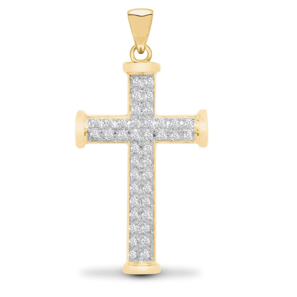 9ct Yellow Gold Diamond Cross - HEERA DIAMONDS