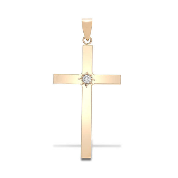 9ct Yellow Gold Diamond Cross - HEERA DIAMONDS