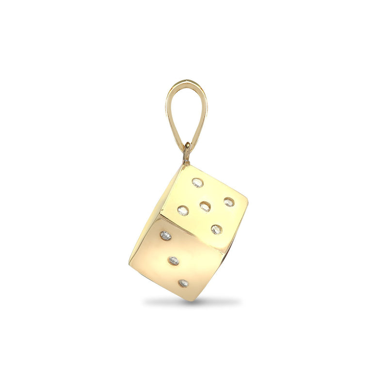 9ct Yellow Gold Diamond Dice Pendant - HEERA DIAMONDS