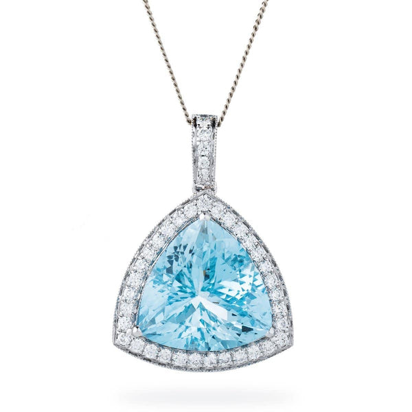 Aquamarine Pendant with Diamond Halo - HEERA DIAMONDS