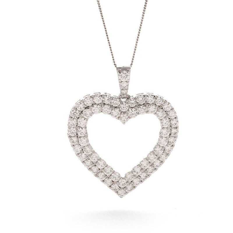 Double Line Diamond Heart Pendant - HEERA DIAMONDS