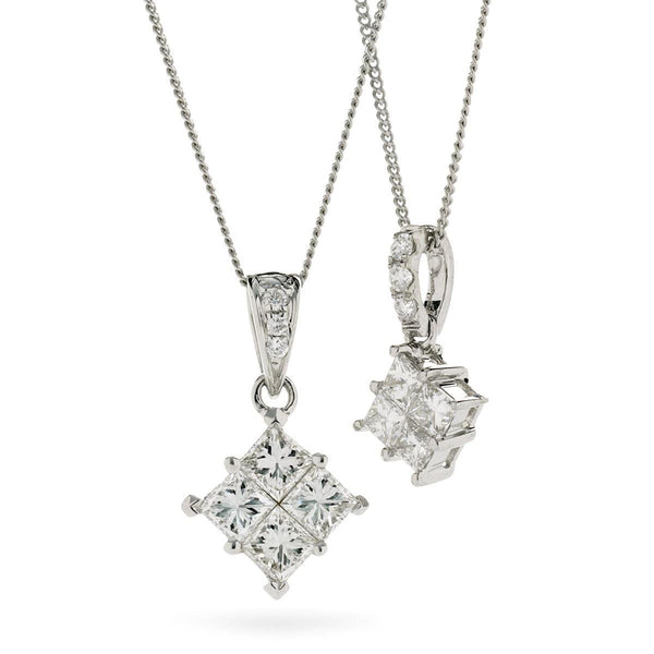 Princess cut cluster pendant - HEERA DIAMONDS