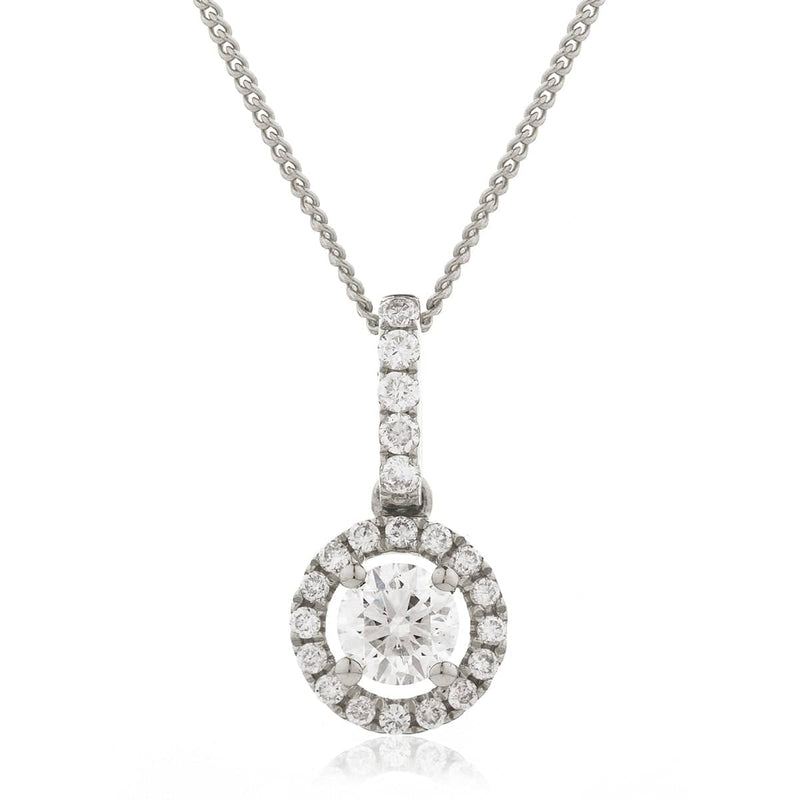 Round Brilliant Halo Pendant with a Loop - HEERA DIAMONDS