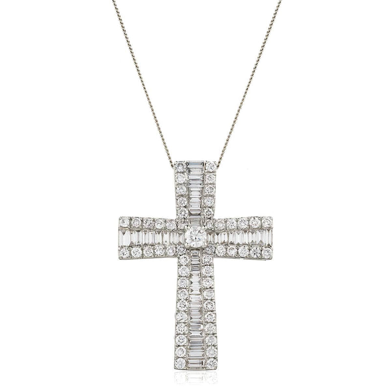 Tapered Baguette Cross Pendant - HEERA DIAMONDS
