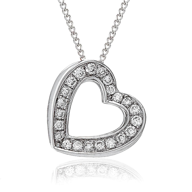 WHITE GOLD DIAMOND HEART PENDANT - HEERA DIAMONDS