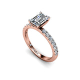 CASSANDRA - Emerald Cut Engagement Ring with Diamond Shoulders in Rose Gold - HEERA DIAMONDS