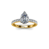 ROSA - Pear Cut Engagement Ring with Diamond Shoulders in Yellow Gold - HEERA DIAMONDS