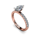 ROSA - Pear Cut Engagement Ring with Diamond Shoulders in Rose Gold - HEERA DIAMONDS
