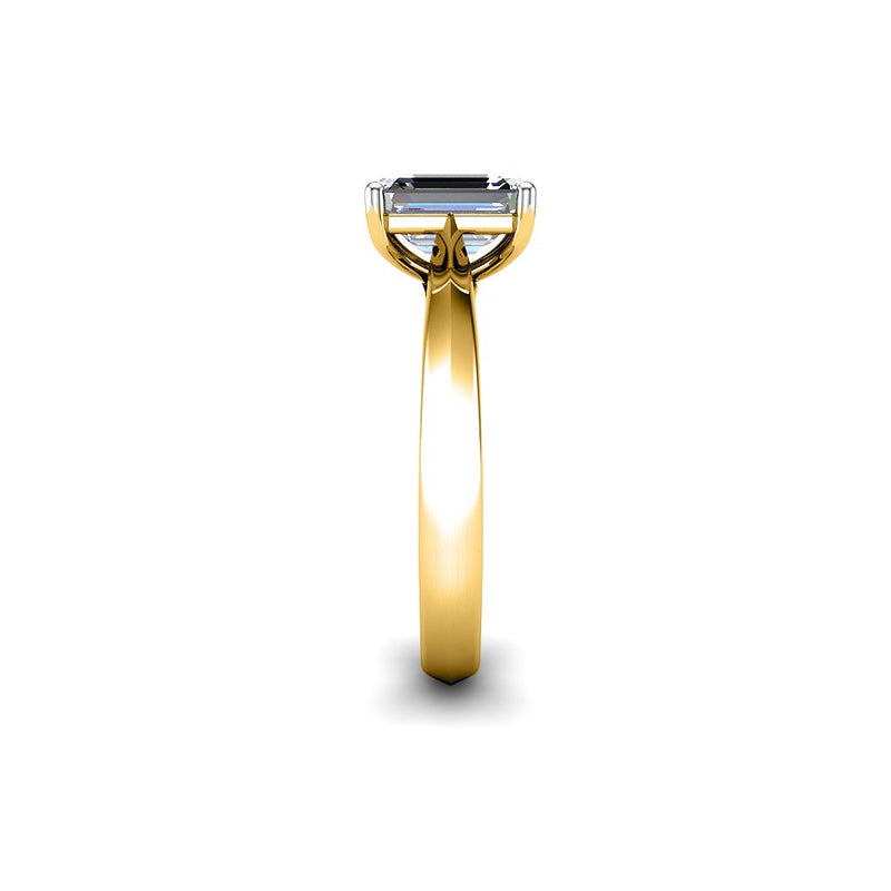 DOJA - Emerald Cut Solitaire Engagement Ring in Yellow Gold - HEERA DIAMONDS