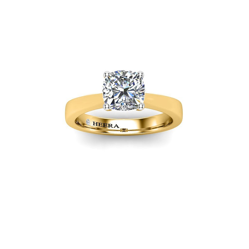 KEHLANI - Cushion Cut Diamond Solitaire Engagement Ring in Yellow Gold - HEERA DIAMONDS