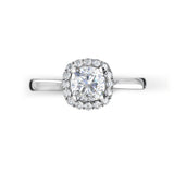 KORINE - Cushion Cut Engagement Ring with Diamond Halo in Platinum - HEERA DIAMONDS