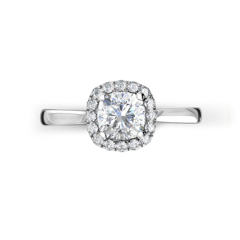 KORINE - Cushion Cut Engagement Ring with Diamond Halo in Platinum - HEERA DIAMONDS