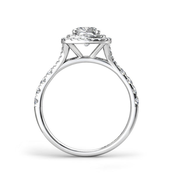 ORNELLA - Cushion Cut Engagement Ring with Split Shoulders and Double Halo in Platinum - HEERA DIAMONDS