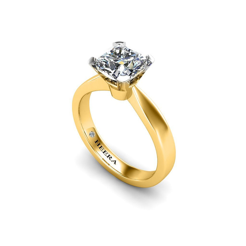 MAISEY - Cushion Cut Solitaire Engagement Ring in Yellow Gold - HEERA DIAMONDS