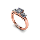 PAPAYAS - Cushion Trilogy Engagement Ring in Rose Gold - HEERA DIAMONDS