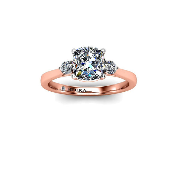 PUMPKIN - Cushion Trilogy Engagement Ring in 18ct Rose Gold - HEERA DIAMONDS