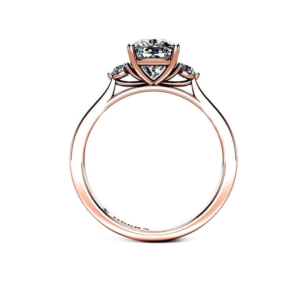 PUMPKIN - Cushion Trilogy Engagement Ring in 18ct Rose Gold - HEERA DIAMONDS