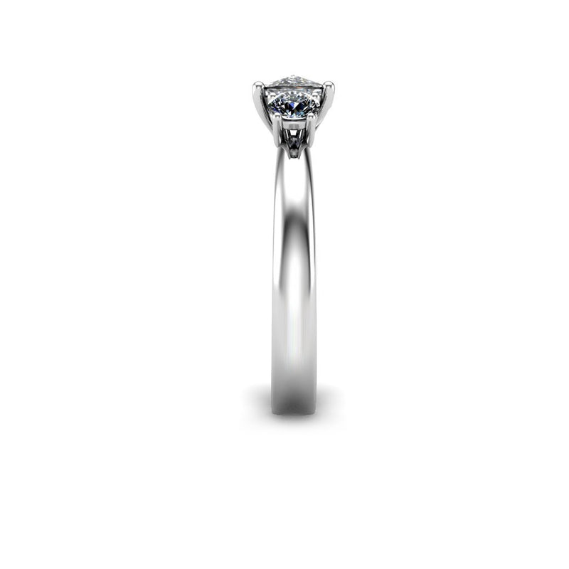 GINGER - Cushion Trilogy Engagement Ring in Platinum - HEERA DIAMONDS