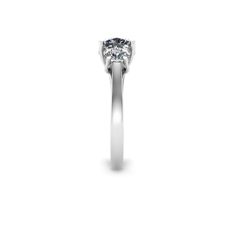 BRONZE - Cushion Trilogy Engagement Ring in Platinum - HEERA DIAMONDS