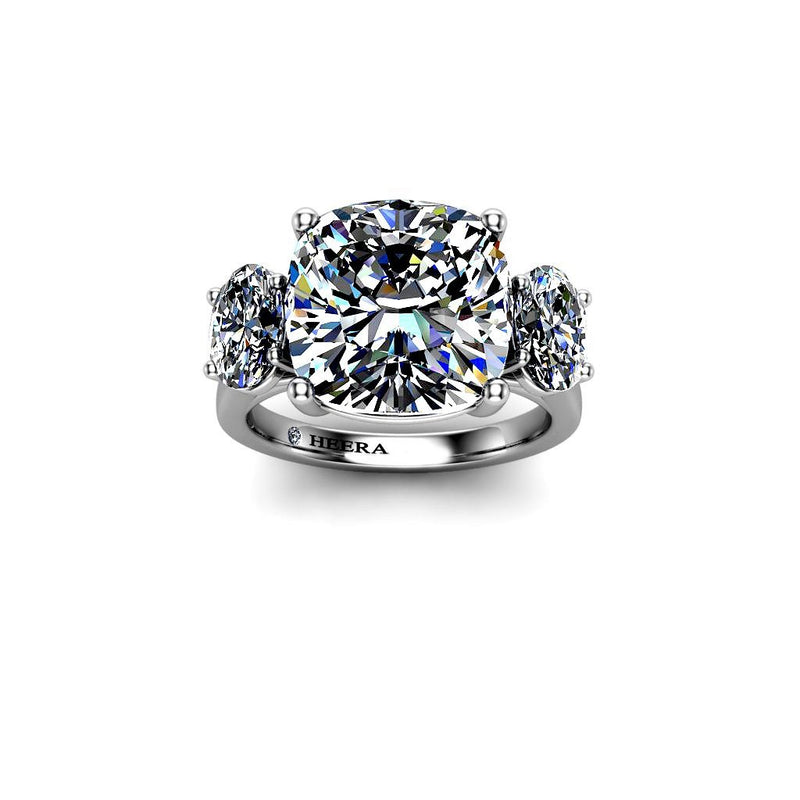 CIDER - Cushion Trilogy Engagement Ring in Platinum - HEERA DIAMONDS