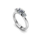 GINGER - Cushion Trilogy Engagement Ring in Platinum - HEERA DIAMONDS