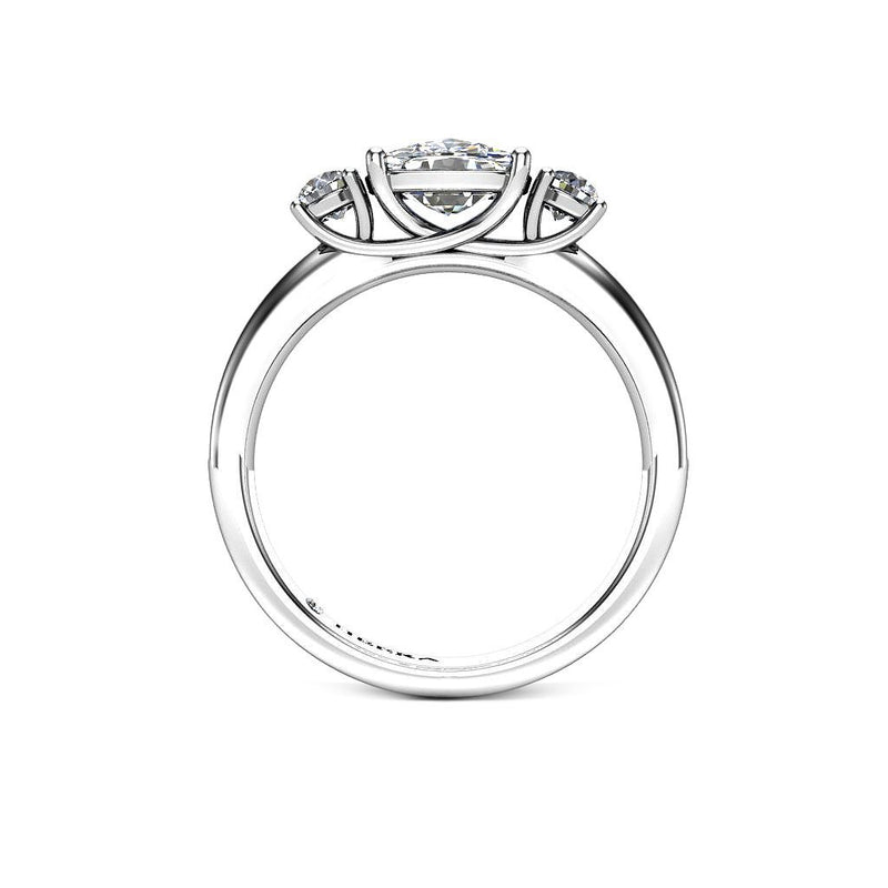 GINGER - Cushion Trilogy Engagement Ring in Platinum - HEERA DIAMONDS