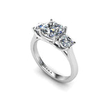 BRONZE - Cushion Trilogy Engagement Ring in Platinum - HEERA DIAMONDS