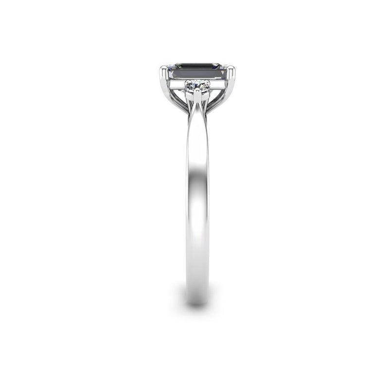 HEATHER - Emerald cut and Round Brilliants Trilogy Engagement Ring in Platinum - HEERA DIAMONDS